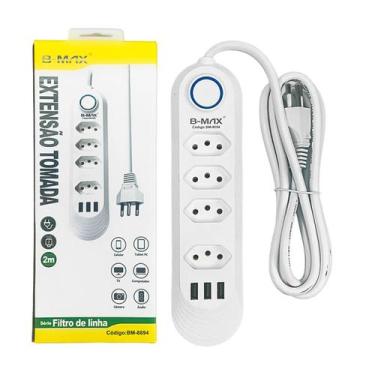 Imagem de Extensão 4 Tomadas + 3 USB B-Max Filtro de Linha