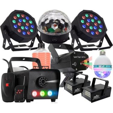 Imagem de Kit Iluminação Festa Total 9x1 Laser Fumaça Strobo Bola Luz - SHOWTECH