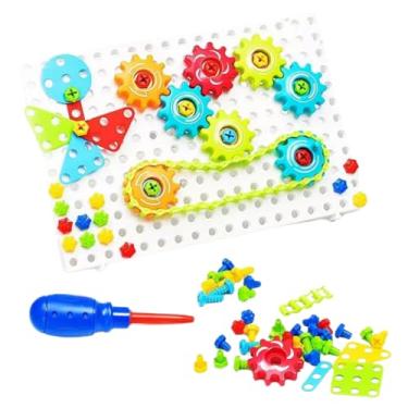 Imagem de Brinquedo Kit Ferramenta Infantil Educativo Com Engrenagens, 98 Peças, Blocos de Montar, Montagem e Construção, 3+ Anos