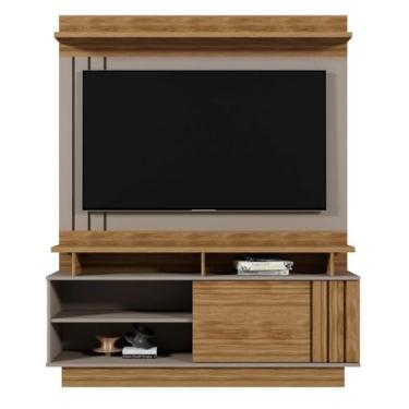 Imagem de Mobler Estante Home Goiás, Painel para TV até 55", 150cm, Grigio Fosco e Amêndoa, MDP (GRIGIO FOSCO/AMENDOA)