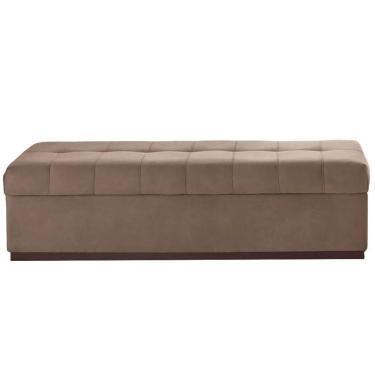 Imagem de Baú Recamier Gomado Herval Mh-3724 140 Cm (largura) Madeira Eucalipto Estofado Marrom Base Imbuia