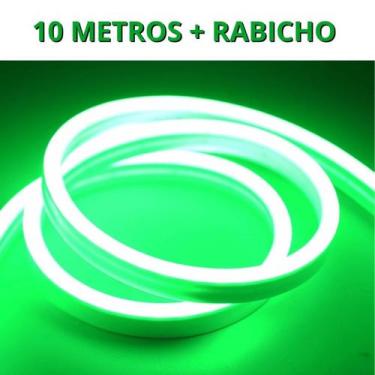 Imagem de KIT 1 a 10 Metros Mangueira Fita LED Neon Flex Verde + Rabicho - LED F