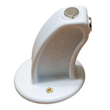 Imagem de Trava Porta Fixador Magnético Prendedor Adesivo ou Parafusado Branco