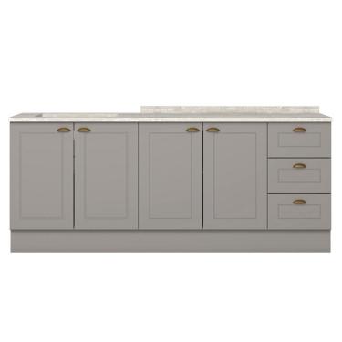 Imagem de Balcao Tampo 120 Cm Balcao Cooktop 80 Cm Americana Cinza Calcare Henn