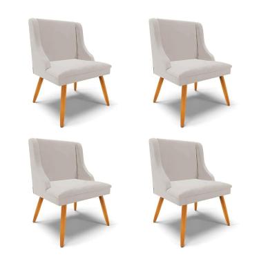 Imagem de Kit 4 Cadeiras Estofadas Para Sala De Jantar Pés Palito Lia Veludo Cinza - Ibiza