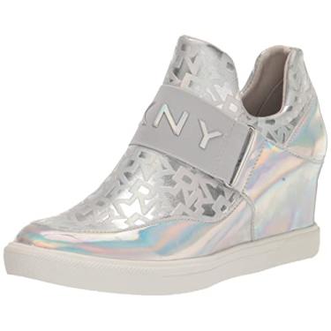 Imagem de DKNY Tênis feminino Essential High Top Slip on Wedge, Prata, 9