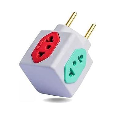 Imagem de Adaptador De Tomada Benjamim Cubo 3D com 4 Entradas 10A 20A Amperes Multiplicador de Tomadas Plug Padrão Novo 3 Pinos - 110V 220V Bivolt - DM SHOPP