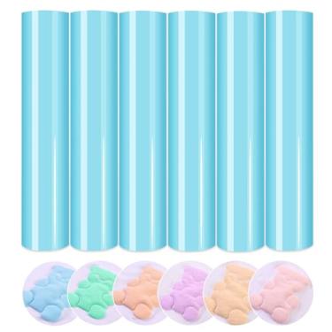 Imagem de HTVSTD Vinil Termocolante Azul Pastel - 30,5 Cm X 25,4 Cm, 6 Peças, Sky Puffy Htv, Para Camisetas