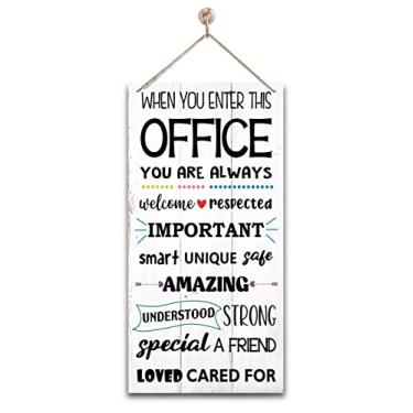 Imagem de Gkwa Decoração Com Placas Motivacionais Para Escritório, Quando Você Entra Neste De Madeira Penduradas, Placa Parede Arte Rústica, Conselheiros Escolares Recursos Humanos