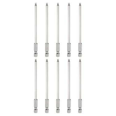 Imagem de HARFINGTON 10 peças de pontas esféricas hexagonais H3 (3 mm) cabeça 1/10.2 cm haste sextavada 100 mm (4") de comprimento magnético S2 aço métrico chave de fenda chave de broca soquete ferramenta
