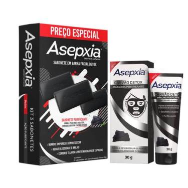 Imagem de Kit 3 Sabonetes Carvao Detox e Mascara Peel Off - Asepxia