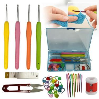 Imagem de Kit Croche Iniciante Completo 32 Itens Essenciais Agulhas Soft Marcado