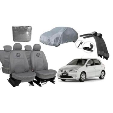 Imagem de Jogo capa couro Etios + capa chuva + limpador brinde - ferro tech br