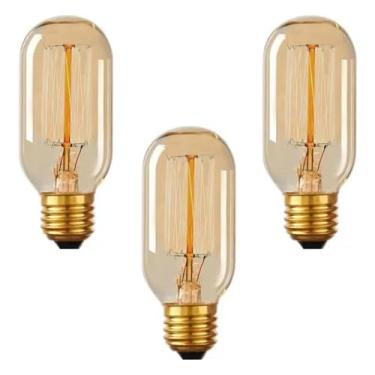 Imagem de Kit 3x Lâmpada Filamento Carbono Vintage Âmbar T45 25W 110V E27 Dimerizável