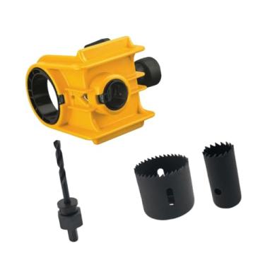 Imagem de Generic Kit de instalação de fechadura de porta com 2 buchas ajustáveis, com gabarito guia, serra para furos de fechadura de porta, aço carbono, Amarelo