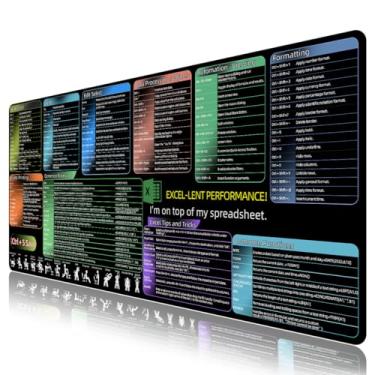 Imagem de Tapete de mesa Excel, teclas de atalho, Outlook, Windows, PowerPoint, mouse pad grande, 2GG, bordas costuradas antiderrapante, tapete de computador 90 x 40 cm, presentes de agradecimento de