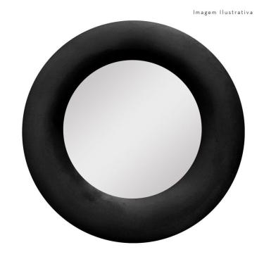 Imagem de Espelho Decorativo Madrid Veludo 60cm Redondo Preto