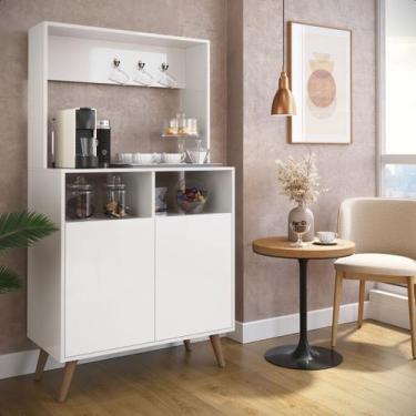 Imagem de Cantinho Café Retrô Cozinha Moderna Multiuso Balcão 2 Portas - DecorMo