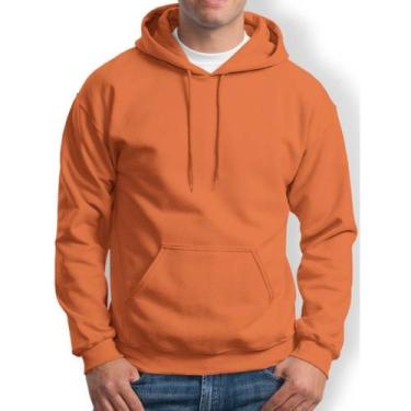 Imagem de Moletom Branco Blusa Liso Flanelado Grosso - Core Base, Laranja