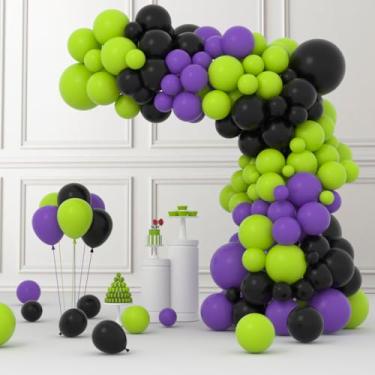 Imagem de Lime Green Purple Black Balloon Garland Kit, 122PCS Black Purple Fruit Green Party Balloons for Hero Birthday Video Game Anniversary Graduation Racing Car Party Decoration