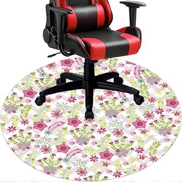 Imagem de Tapete de cadeira de escritório com flores, textura de flor, tapete de cadeira de mesa para piso de madeira de escritório em casa, protetor de piso de pilha baixa, redondo 119 cm