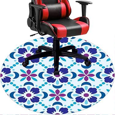 Imagem de Tapete de cadeira de escritório com flores, textura de flor, tapete de cadeira de mesa para piso de madeira de escritório em casa, protetor de piso de pilha baixa, redondo 119 cm