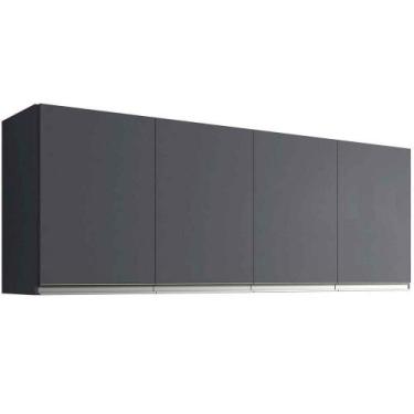 Imagem de Armário Aéreo Cozinha Adriana 4 Portas 160 Cm Cinza - AJL MÓVEIS