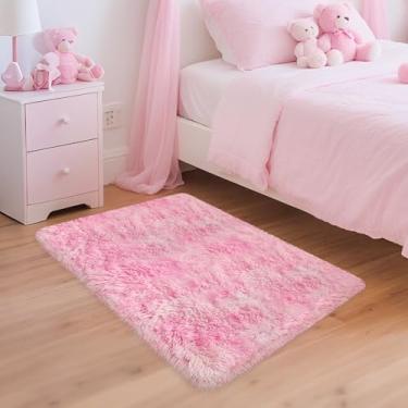 Imagem de TENNOLA Tapete pequeno de cabeceira rosa, tapete de 6 x 0,9 m para quarto, tapete felpudo para dormitório, tapete macio para quarto de crianças, tapete de cabeceira macio e confortável para decoração