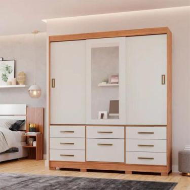 Imagem de Guarda-Roupa Casal 3 Portas Correr 7 Gavetas Luíza Panan Roupeiro, Cin