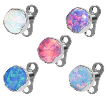 Imagem de Piercingpops 5 peças de aço inoxidável 14 g opala de fogo âncora dérmica e base microdérmica para piercing corporal, Large, Aço inoxidável, não sabe