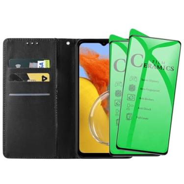 Imagem de Kit 2 Películas Cerâmicas 9D Nanogel com Capa Carteira para Samsung Galaxy M14, Proteção Total, Não Quebra