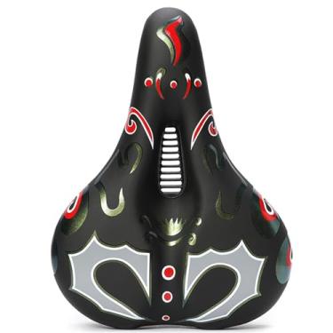 Imagem de Assento de bicicleta superdimensionado compatível, assento de bicicleta extra largo confortável para mulheres e homens, substituição de assento de bicicleta de exercício para bicicleta de estrada, bicicleta giratória e cruiser, vermelho, tamanho único