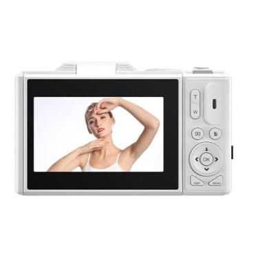 Imagem de Heayzoki Câmera Digital 5K para Fotografia, Câmeras de Vlogging Anti -Shake de 75MP HD Com Zoom de 18x, Tela de 180 Graus, Foco Automático Inteligente, Detecção de Sorriso para Selfie, (Branco)