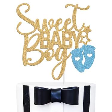 Imagem de Sweet Baby Boy Cake Topper, Welcome Baby Boy/Oh Baby, Gender Reveal Boys' First Birthday Baby Shower Party Decorations Supplies