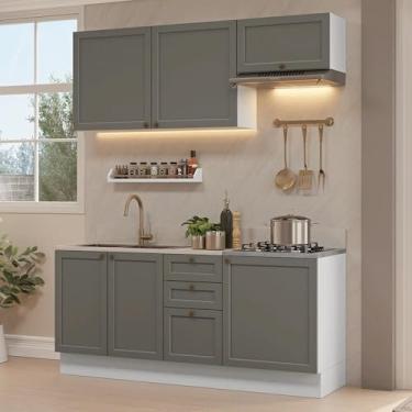 Imagem de Armário de Cozinha Compacta 180 cm Branco/cinza Vik Madesa 01