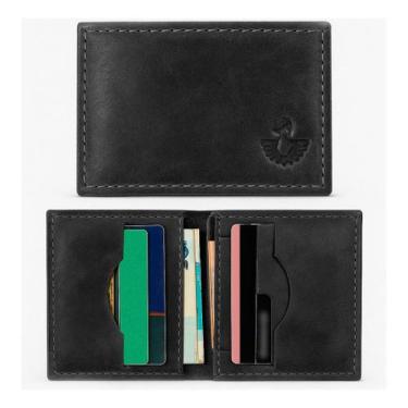 Imagem de Carteira Masculina Slim 100 Couro Legítimo Modelo Fino Com 6 Compartim
