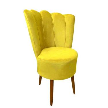 Imagem de Cadeira Poltrona Decorativa Pétala Veludo Luxo Premium Pés Retrô Palit