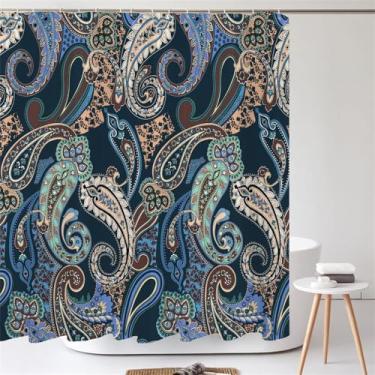 Imagem de Cortina de chuveiro estilo banheiro, tecido de poliéster, cortina de banho 180x180cm com 12 ganchos, SK2408, L210xA180cm