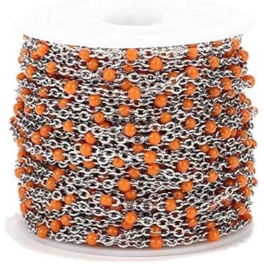 Imagem de 2mm De Largura 2 M De Aço Inoxidável Esmalte Link Cabo Correntes Para Colar Diy Jóias Fazendo Descobertas, Orange