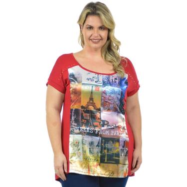 Imagem de Blusa cetim luxo plus size fenomenal Vermelho 52-Unissex