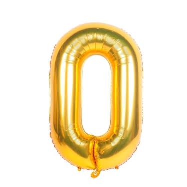 Imagem de Balão Metalizado, Make +, Número 0, Dourado, 40 cm