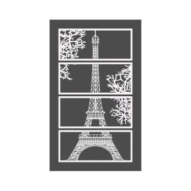 Imagem de Quadro Decorativo Branco Mdf Torre Eiffel 40X20Cm