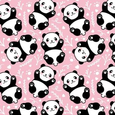Imagem de Papel De Parede Adesivo Menina Infantil Rosa Panda Bebê 5m