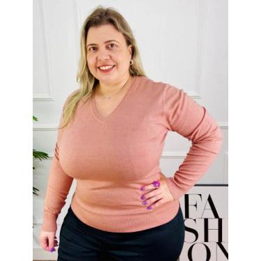 Imagem de Sueter Plus Size - Decote V ou O - Várias Cores 658048 - ORIGINAL JEAN