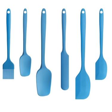 Imagem de Yaritogeru Conjunto de 6 espátulas de borracha de silicone, escova de cozinha para óleo, espátula de colher de borracha, raspadores flexíveis antiaderentes resistentes ao calor ou assar, cozinhar e