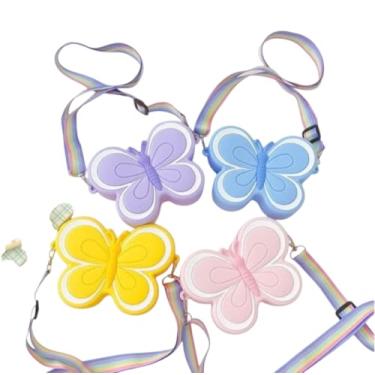 Imagem de Bolsa Infantil Borboleta em Silicone, Alça Arco-Íris Ajustável, Cores Variadas