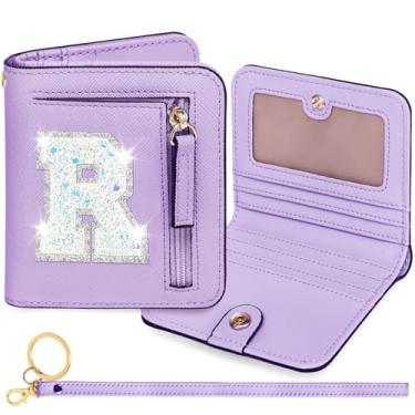 Imagem de YQE Carteira com inicial RFID para meninas pequenas, presentes na moda, aniversário, Natal, meia ideia de presente para adolescentes, filha, neta, sobrinha, 6, 7, 8, 9, 10, 11, 12, 13 anos, Roxa, R