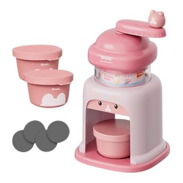 Imagem de Generic de gelo manual, máquina de raspar gelo leve e prática para festas em casa, bares e restaurantes, Rosa com 3 Tigelas