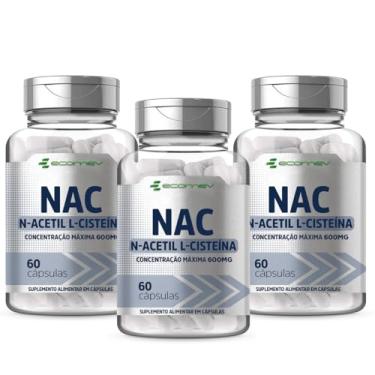 Imagem de 3x NAC Puro 600mg Por Cápsula - 180 Cápsulas - Ecomev
