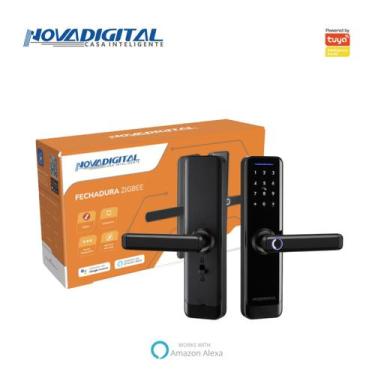 Imagem de Fechadura Inteligente Digital Zigbee Embutir Biometria Senha Tag APP C